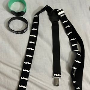 Mustache suspenders and 2 stretchy bands